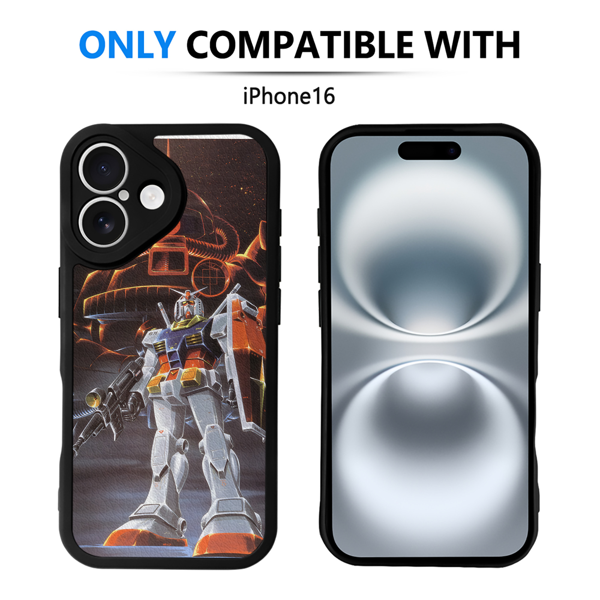 （画像用） 機動戦士ガンダム Mobile Suit Gundam 【iPhone 16シリーズ対応】シリコンスマホケース（レザー調） 材質：シリコン